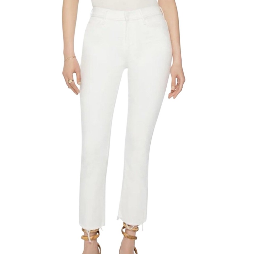 Mother Mid Rise Dazzler Ankle Step Fray Jeans‎ Second Chance Antique White 29